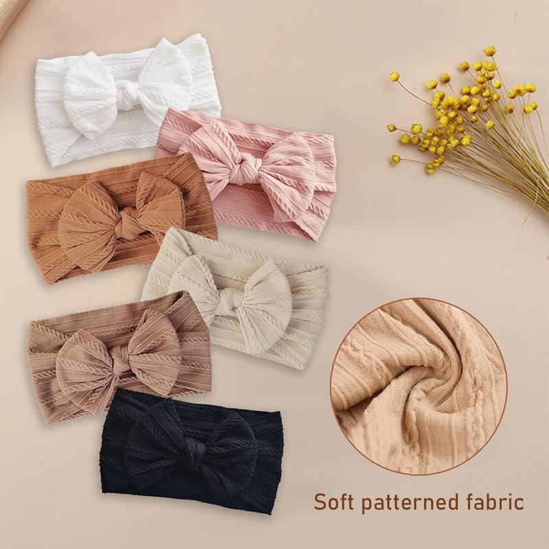 Fecawd 6PCS Baby Headbands, Girls Headbands with Bows, Soft Stretchy Nylon Hair Bands Hair Accessories for Newborn Infant Toddler - Image 5